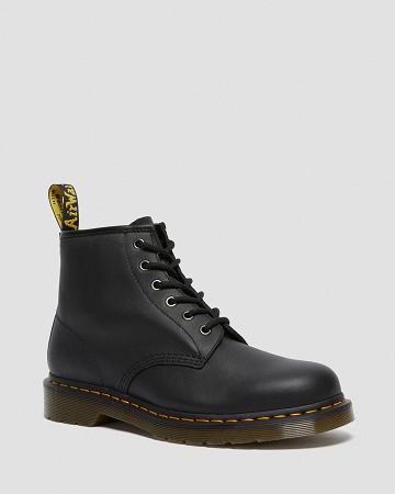 Black Men's Dr Martens 101 Leather Ankle Boots | CA 406VRW